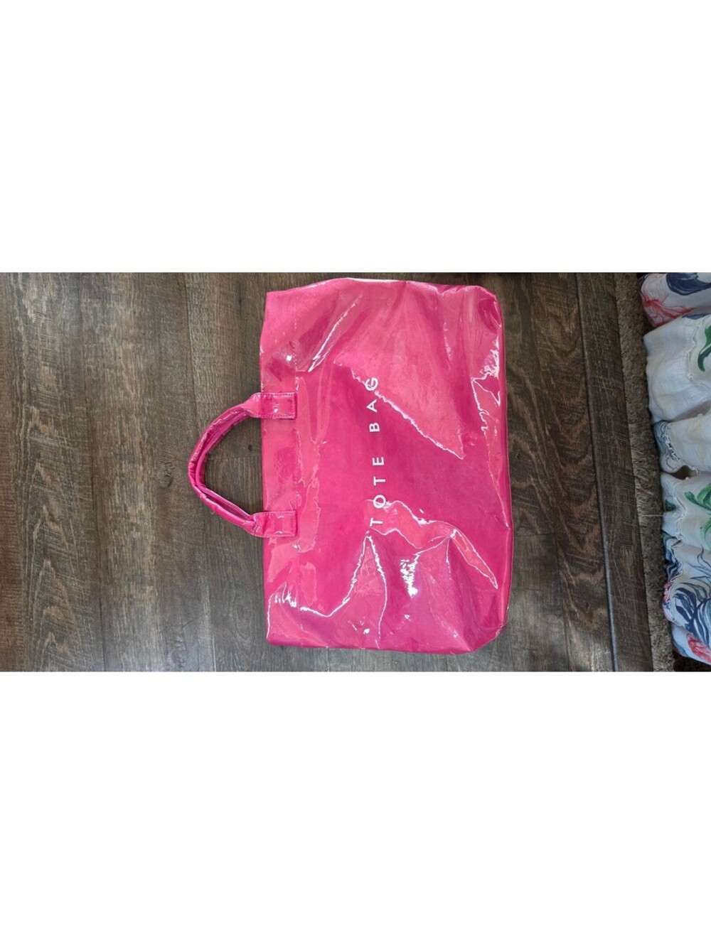 Pink Glossy Tote Bag with Stylish Lettering - Picture 6 of 11